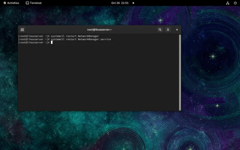 systemctl restart NetworkManager.service